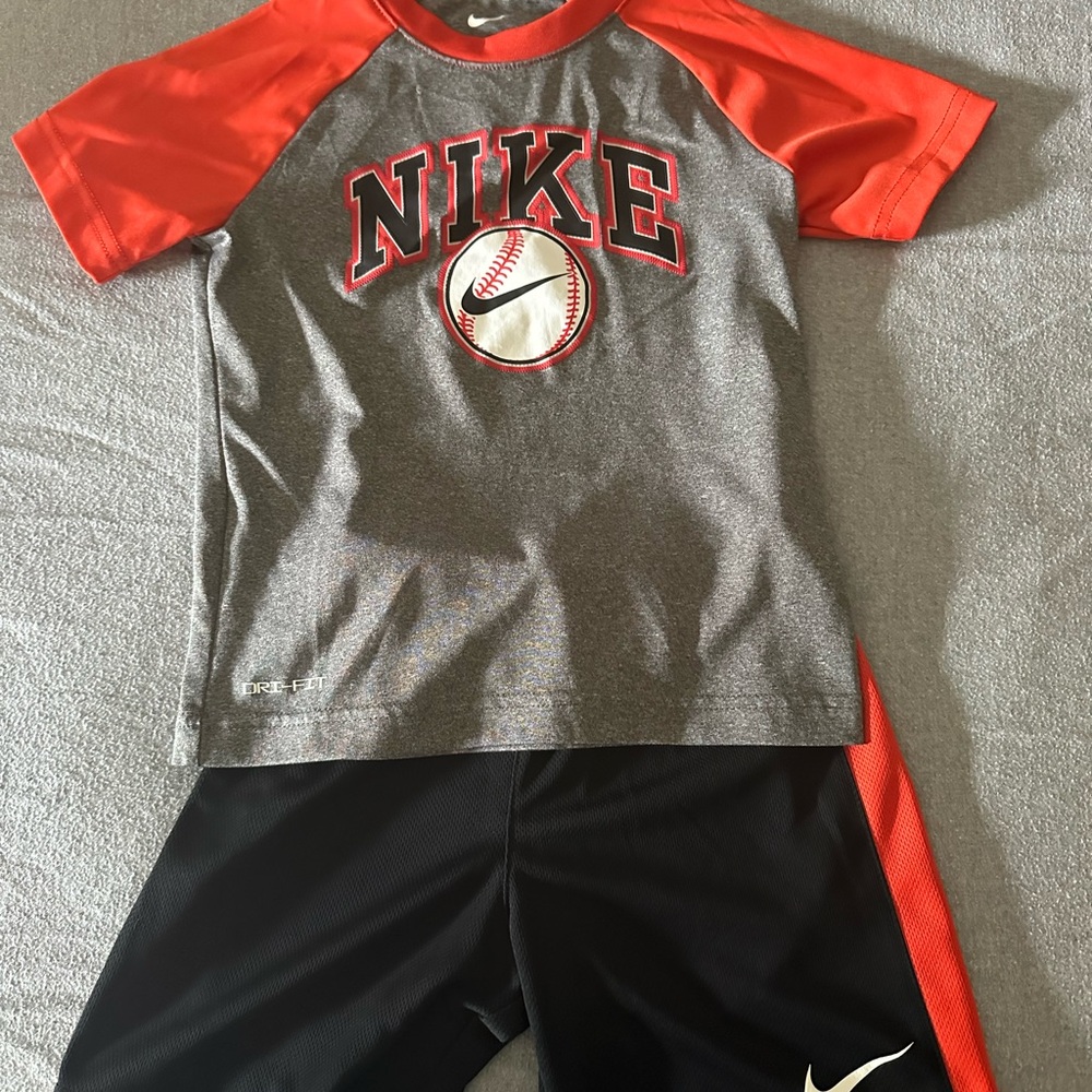 Nike Kids Red and Gray Sports Tee Set
